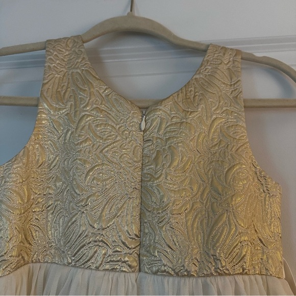 American Princess Girls Ivory Gold Dress Size 8 – Formal Holiday Flower Girl - Picture 6 of 11